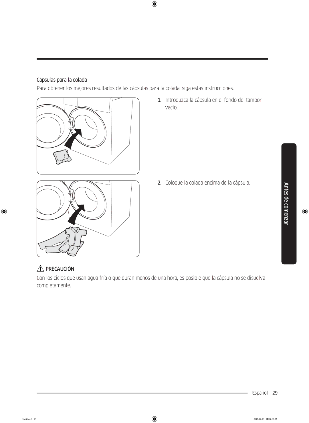 Samsung WW10M86GNOA/EC manual Español 29  